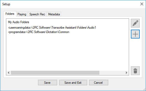 Transcribe Assistant - Setup - Folders